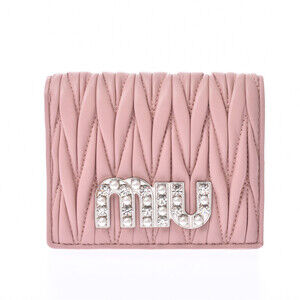 Miu Miu Matelasse Compact Wallet Pink Nappa Leather Bifold